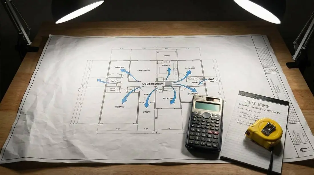 HVAC load calculation and BTU sizing plan